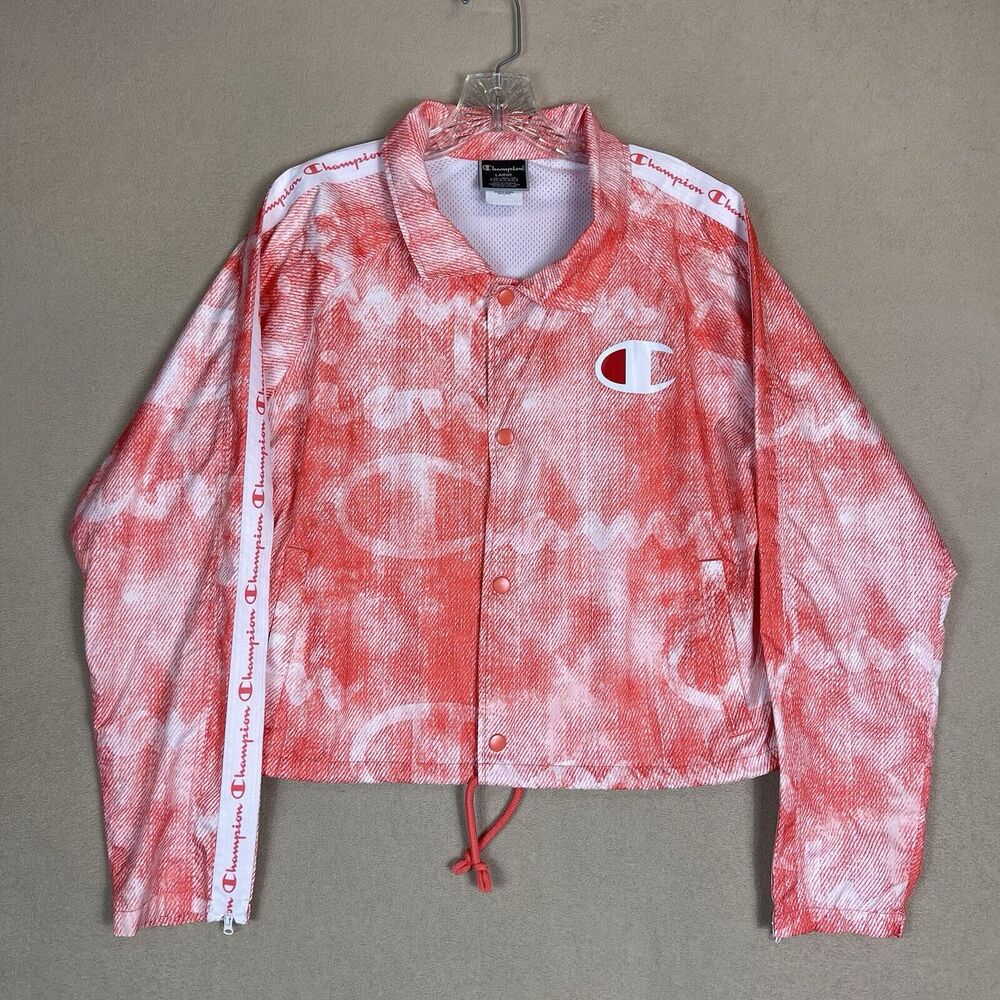Champion Life Jacket Womens Large Pink Cropped Coaches Warm Up Lined